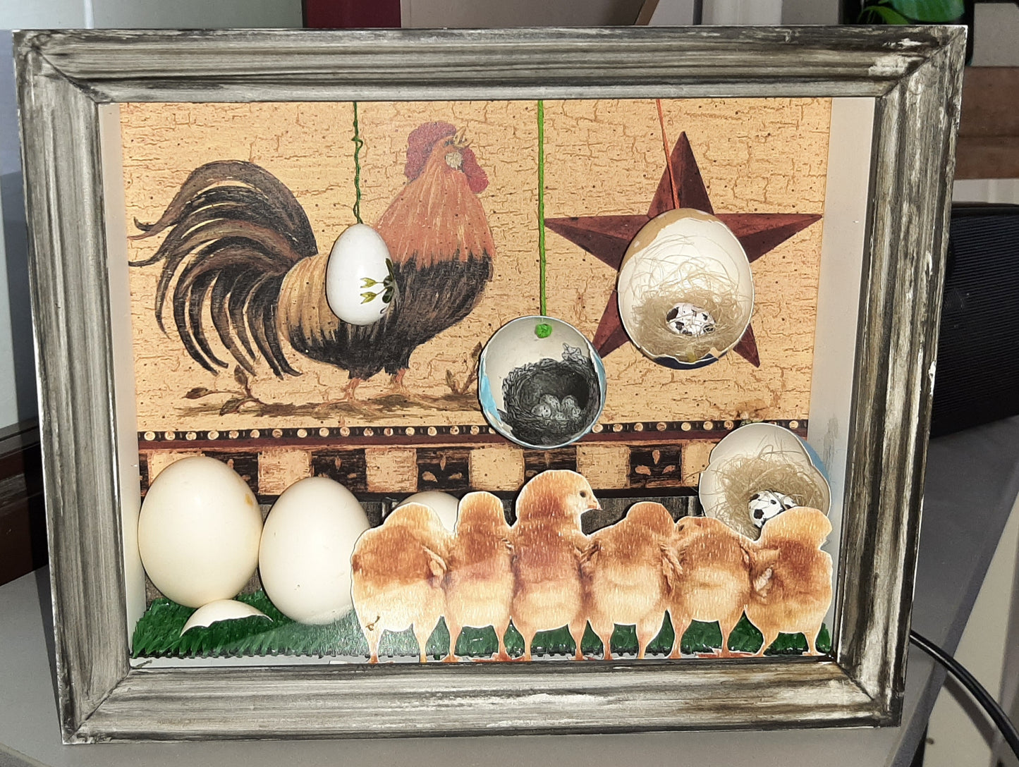 Shadow box "E' nato prima l'uovo o la gallina" - NONèdabuttare