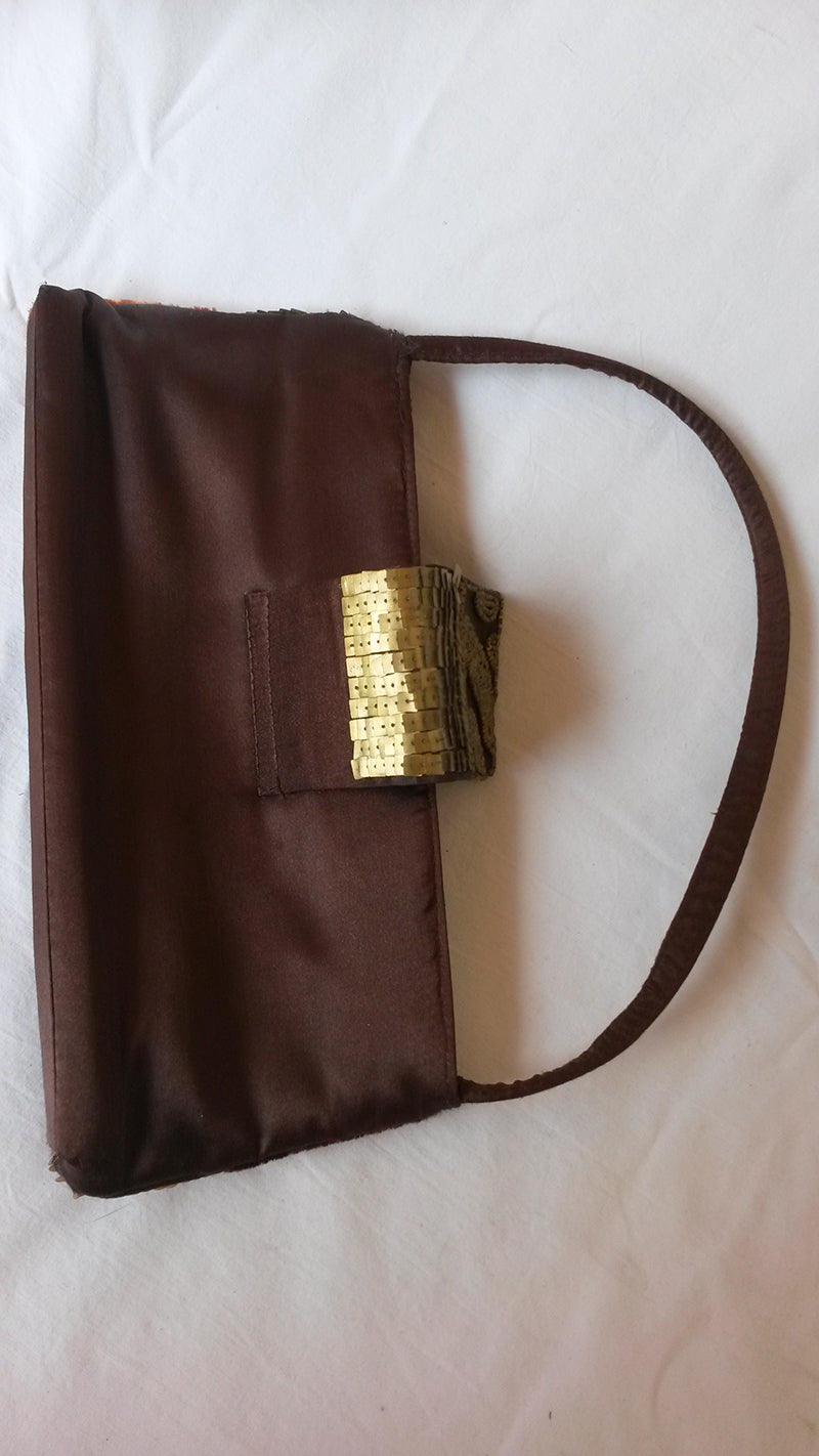 Borsa da sera in seta marrone - NONèdabuttare
