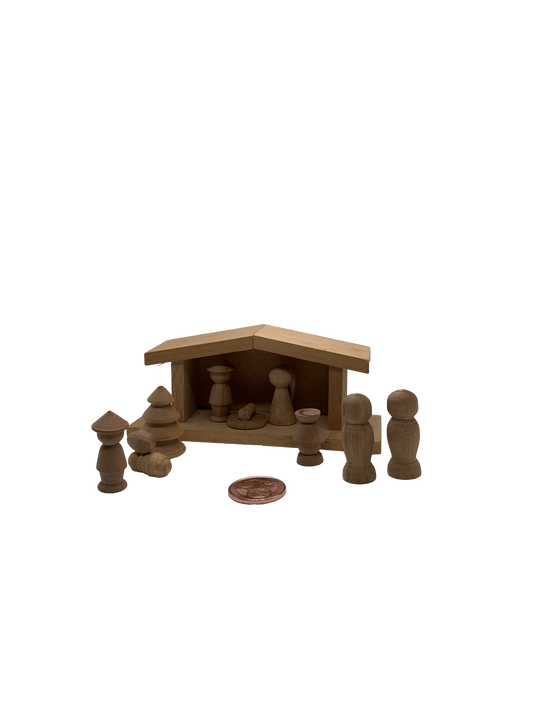 Presepe con capanna in legno e alberello - NONèdabuttare